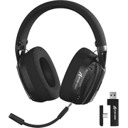 ATTACK SHARK L60 Wireless Over-Ear Gaming Headset,40mm Drivers,Detachable Noise Cancelling Mic,Memory Foam Ear Pads,3 Modes USB Computer Headset with 5.1 Surround Sound for PC/Mac/PS4/PS5-Black