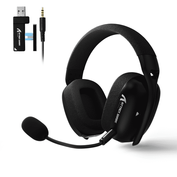 ATTACK SHARK L80PRO Wireless Gaming Headset Detachable Dual Microphone Tri-Mode(2.4GHz USB C&A Dongle/BT/Wired) Ergonomics For PC Mac PS4 PS5 Xbox one Switch Mobile - Black