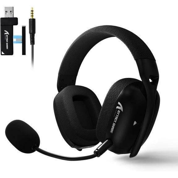 ATTACK SHARK L80PRO Wireless Gaming Headset Lightseed Tech-Built-in&Detachable Dual Microphone-Lightweight Headphone with Tri-Mode(2.4GHz USB C&A Dongle/BT/Wired)-for PC Mac PS4 PS5 Switch Win