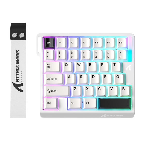 ATTACK SHARK M36 HE One-Handed Magnetic Switch Keyboard, 8,000Hz, 0.01 mm RT, 128K Scan Rate, Web Driver, Wired RGB Keypad, White