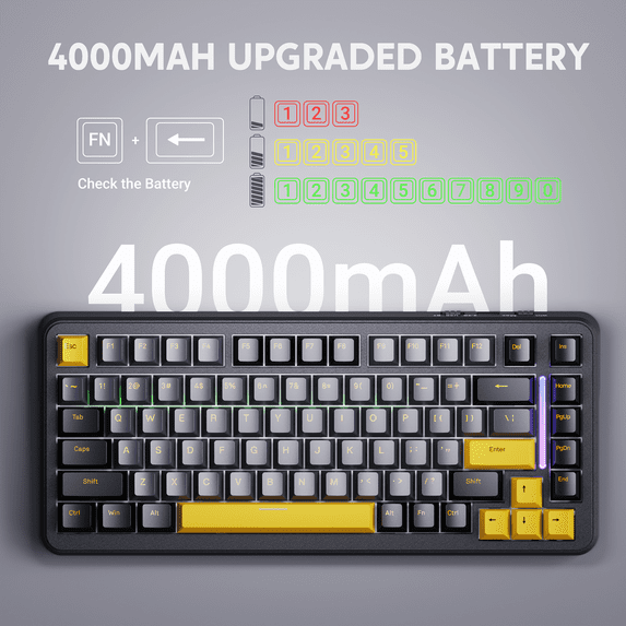 ATTACK SHARK M86 Tri-mode Gasket Mechanical Keyboard 75% Tri-Mode Wireless Gaming Keyboard, Side Print PBT Keycap, Hot-Swappable