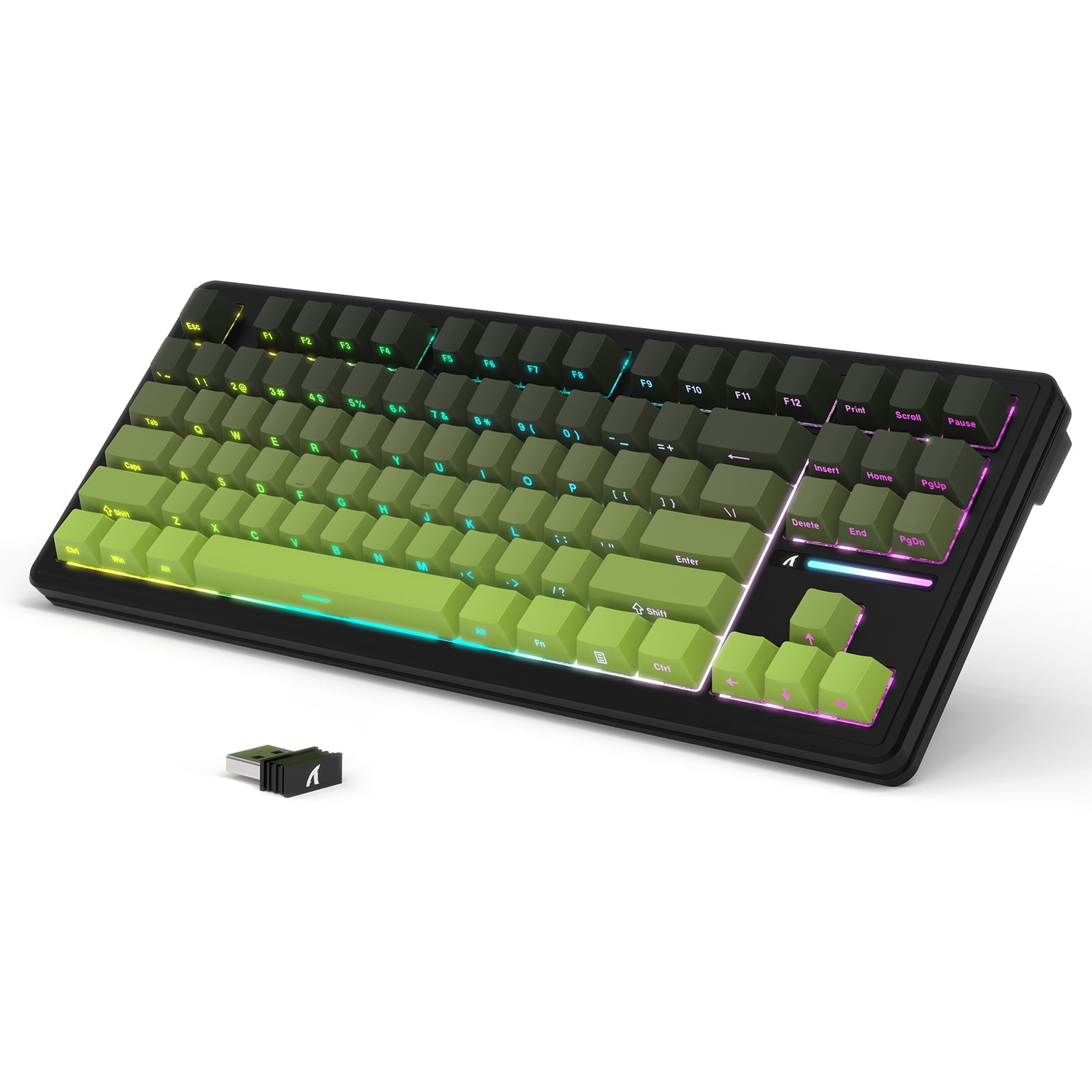 ATTACK SHARK M87PRO TKL Wireless Mechanical Gaming Keyboard, BT5.0/2.4G/USB-C Wired Hot Swap RGB Keyboard 80% US Layout, Linear White Switches Gradient Side Print PBT Keycap for PC Mac