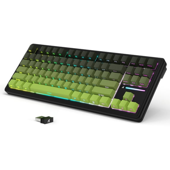 ATTACK SHARK M87PRO TKL Wireless Mechanical Gaming Keyboard, BT5.0/2.4G/USB-C Wired Hot Swap RGB Keyboard 80% US Layout, Linear White Switches Gradient Side Print PBT Keycap for PC Mac