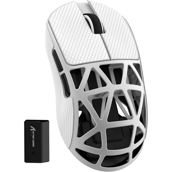 ATTACK SHARK R2 Wireless 8K Magnesium Alloy Mouse with Grip Tape, PixArt PAW3950 Gaming Sensor, Wireless 8K, 48g SUPERLIGHT, BT/2.4G/Wired, Adjustable DPI 42000, Office for Win11/Xbox/PS/Mac -White