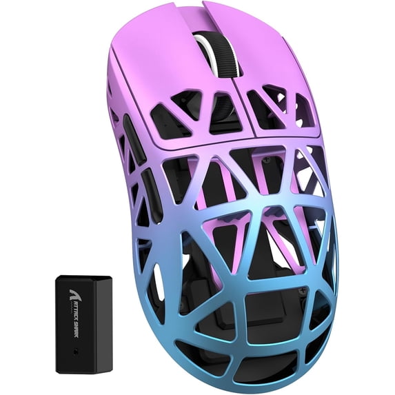 ATTACK SHARK R2 Wireless 8K Magnesium Alloy Mouse, PixArt PAW3950 Gaming Sensor, 48g SUPERLIGHT Mouse, BT/2.4G/Wired Gaming Mouse, Adjustable DPI 42000, Office Mice for Win11/Xbox/PS/Mac -Purple