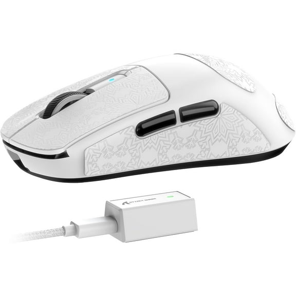 ATTACK SHARK R6 39g SUPERLIGHT Mouse with Grip Tape, PixArt PAW3950MAX Gaming Sensor, Wireless 8K Mouse, MCU Nodic 52840, BT/2.4G/Wired Gaming Mouse, Adjustable DPI 42000, for Win11/Xbox/PS/Mac -White