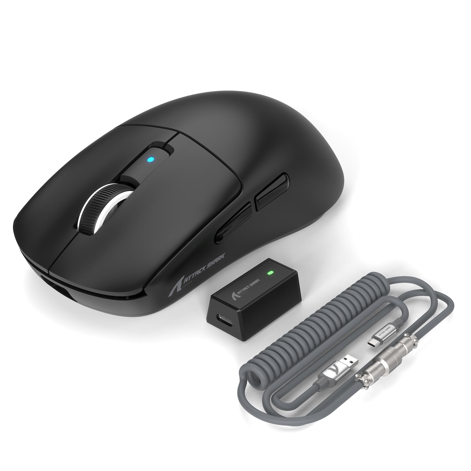 ATTACK SHARK R6PRO 39g Superlight Wireless Gaming Mouse, PixArt PAW3950MAX 42000 DPI, MCU Nodic 52840 Computer Mouse, 8K Polling Rate Web Driver, BT/2.4Ghz/Wired Tri-Mode Mice with Coiled Cable