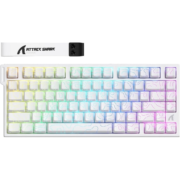 ATTACK SHARK R82 HE Rapid Trigger Wired Mechanical Gaming Keyboard TKL NKRO with 8K Polling,0.005mm RT Accuracy,256K Scan Rate,5 Layer Sound Damped,Hall Effect Magnetic Switch for PC Mac(White)
