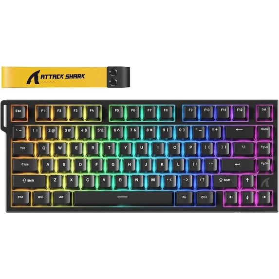 ATTACK SHARK R82 HE Rapid Trigger Wired Mechanical Gaming Keyboard TKL NKRO with 8K Polling,0.005mm RT Accuracy,256K Scan Rate,5 Layer Sound Damped,Hall Effect Magnetic Switch for PC Mac(Black)