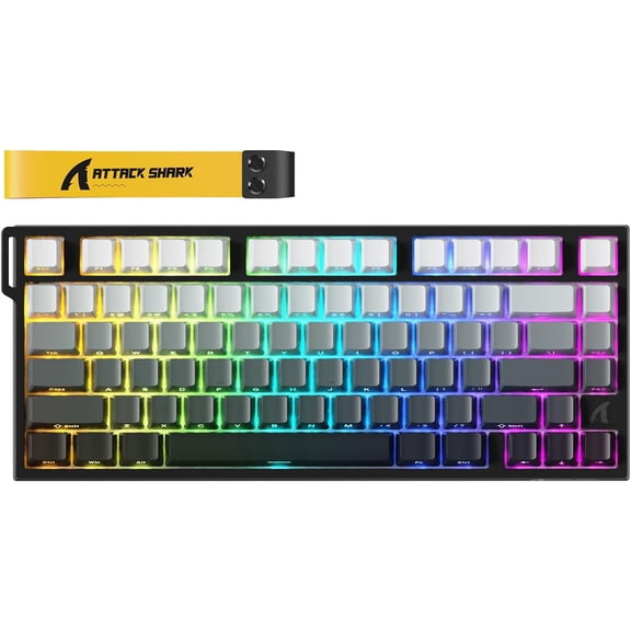 ATTACK SHARK R82HE Rapid Trigger Wired Mechanical Gaming Keyboard TKL NKRO RGB with 8K Polling,0.005mm Accuracy,256K Scan Rate,5 Layer Sound Damped,Hall Effect Magnetic Switch for PC Mac(Moonlight)