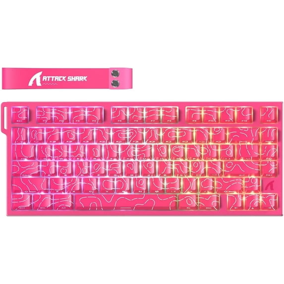 ATTACK SHARK R82HE Rapid Trigger Wired Mechanical Gaming Keyboard TKL NKRO RGB with 8K Polling,0.005mm Accuracy,256K Scan Rate,5 Layer Sound Damped,Hall Effect Magnetic Switch for PC Mac(Rose)