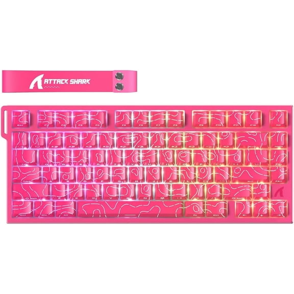 ATTACK SHARK R82HE Rapid Trigger Wired Mechanical Gaming Keyboard TKL NKRO RGB with 8K Polling,0.005mm Accuracy,256K Scan Rate,5 Layer Sound Damped,Hall Effect Magnetic Switch for PC Mac(Rose)