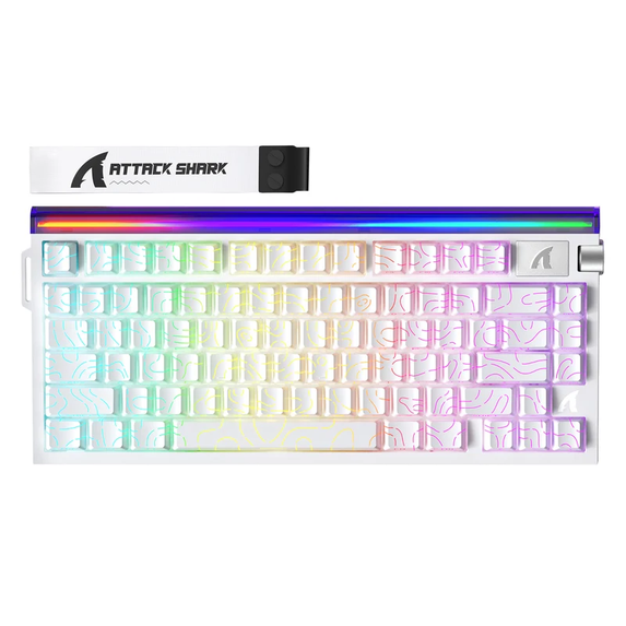 ATTACK SHARK R85 HE Rapid Trigger 75% Wired 8KHz Gaming Keyboard Magnetic Switch with Custom Lightbox For PC Mac PS4 PS5 Xbox one Switch - White Contours