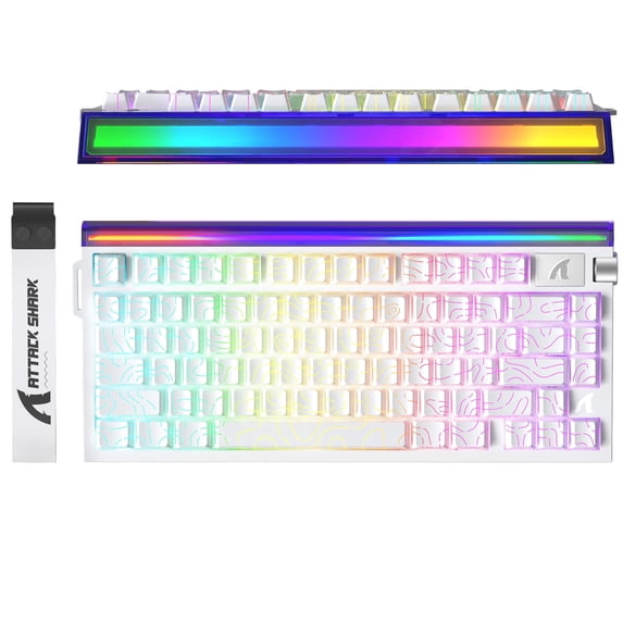 ATTACK SHARK R85 HE Wired Mechanical Gaming Keyboard Custom RGB Lightbox Rapid Trigger 8KHz Polling Rate 0.005mm RT Accuracy Hall Effect Magnetic Switch Driver for PC ,White Contour