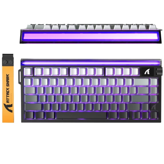 ATTACK SHARK R85 HE Wired Mechanical Gaming Keyboard Custom RGB Lightbox Rapid Trigger 8KHz Polling Rate 0.005mm RT Accuracy Hall Effect Magnetic Switch Driver for PC ,Black Gradient