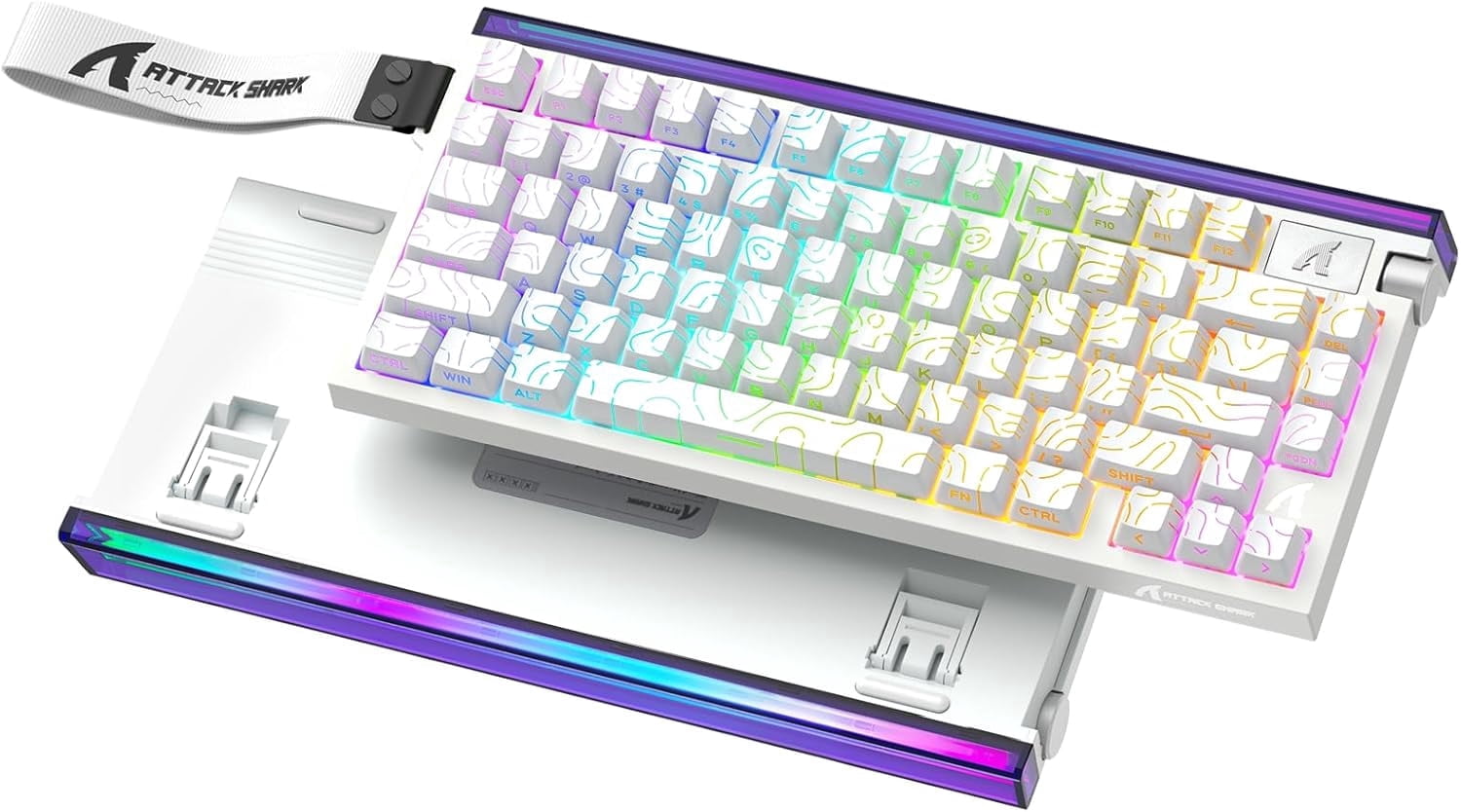 ATTACK SHARK R85HE Wired 75% Hall Effect Rapid Trigger Mechanical RGB Gaming Keyboard,8K Polling,0.05mm RT Accuracy,0.08MS Latency,Magnetic Switch,5Layer Sound Damped,Driver for PC(White Contour)