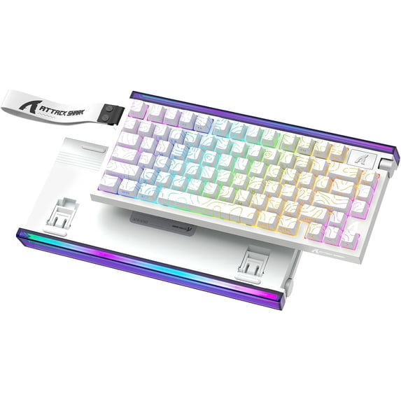 ATTACK SHARK R85HE Wired 75% Hall Effect Rapid Trigger Mechanical RGB Gaming Keyboard,8K Polling,0.05mm RT Accuracy,0.08MS Latency,Magnetic Switch,5Layer Sound Damped,Driver for PC(White Contour)