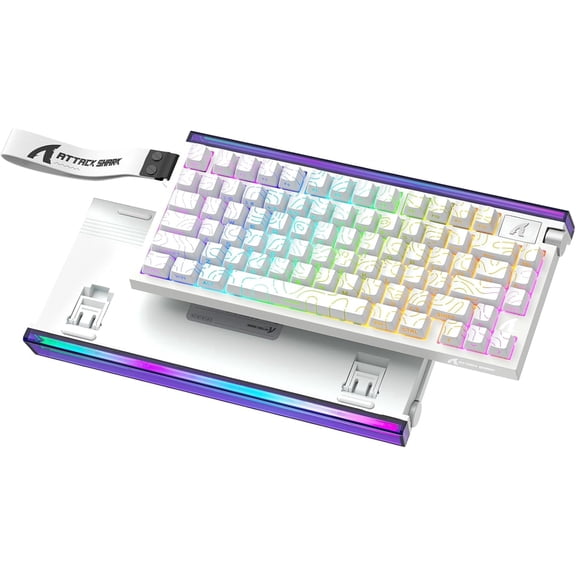 ATTACK SHARK R85HE Wired 75% Hall Effect Rapid Trigger Mechanical RGB Gaming Keyboard,8K Polling,0.05mm RT Accuracy,0.08MS Latency,Magnetic Switch,5Layer Sound Damped,Driver for PC(White Contour)