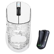 ATTACK SHARK RS3 ULTRA Wireless Gaming Mouse,PAW3955MAX Sensor,Nordic 54L15 Chip,Carbon Fiber,8K Hz Polling,52K DPI,Ultra-lightweight 63g, BT/2.4G/Wired Mice for Esports Pro Gamers,Silver&Tape