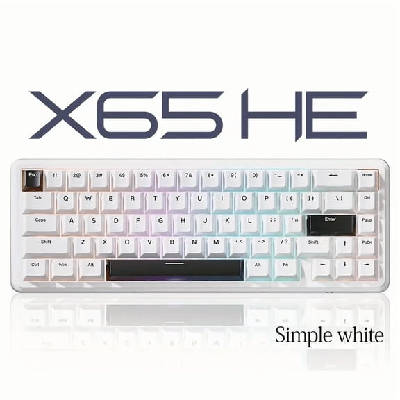 ATTACK SHARK Rapid Trigger Gaming Keyboard & Mouse Combo, X65 HE Wired Magnetic Switch Keyboard and R1 Wireless 59g Superlight Mouse w/Anti-Slip Grip (8000Hz, RT 0.01mm, RGB, 65hrs Battery)