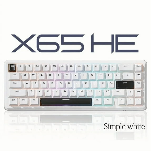 ATTACK SHARK Rapid Trigger Gaming Keyboard & Mouse Combo, X65 HE Wired Magnetic Switch Keyboard and R1 Wireless 59g Superlight Mouse w/Anti-Slip Grip (8000Hz, RT 0.01mm, RGB, 65hrs Battery)