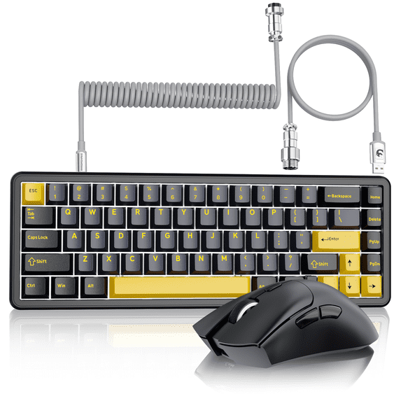 ATTACK SHARK X65 HE Wired Rapid Trigger Magnetic Switch 65% Mechanical Gaming Keyboard and R1 Mouse Combo,8KHZ Polling Rate,2.4Ghz Wireless/USB C/BT Lightweight Mice,18K DPI for Esport Gamer