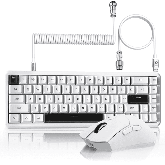 ATTACK SHARK X65 HE Wired Rapid Trigger Magnetic Switch 65% Mechanical Gaming Keyboard and R1 Mouse Combo,8KHZ Polling Rate,2.4Ghz Wireless/USB C/BT Lightweight Mice,18K DPI for Esport Gamer