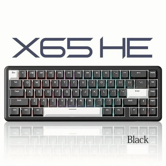 ATTACK SHARK Rapid Trigger Gaming Keyboard & Mouse Combo, X65 HE Wired Magnetic Switch Keyboard and R1 Wireless 59g Superlight Mouse w/Anti-Slip Grip (8000Hz, RT 0.01mm, RGB, 65hrs Battery)