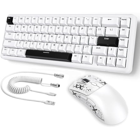 ATTACK SHARK Rapid Trigger Gaming Keyboard & Mouse Combo, X65 HE Wired Magnetic Switch Keyboard and R1 Wireless 59g Superlight Mouse w/Anti-Slip Grip (8000Hz, RT 0.01mm, RGB, 65hrs Battery)