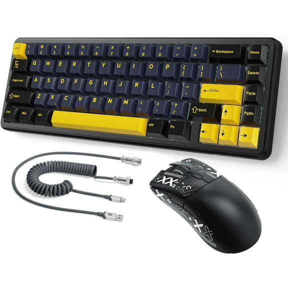 ATTACK SHARK Rapid Trigger Gaming Keyboard & Mouse Combo, X65 HE Wired Magnetic Switch Keyboard and R1 Wireless 59g Superlight Mouse w/Anti-Slip Grip (8000Hz, RT 0.01mm, RGB, 65hrs Battery)