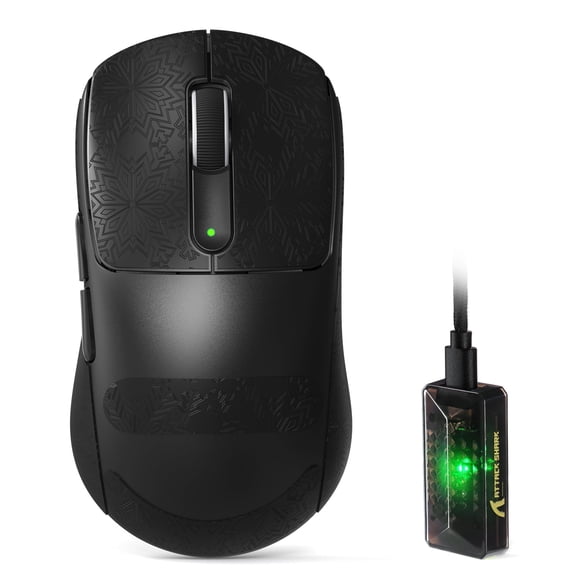 ATTACK SHARK V5 Wireless Gaming Mouse with 42000 DPI -PAW3950 MAX Sensor -55g Ultra-Lightweight-Nordic 52840 MCU,Wired/BT/2.4GHz Wirelss Programmable Mouse for PC/Mac