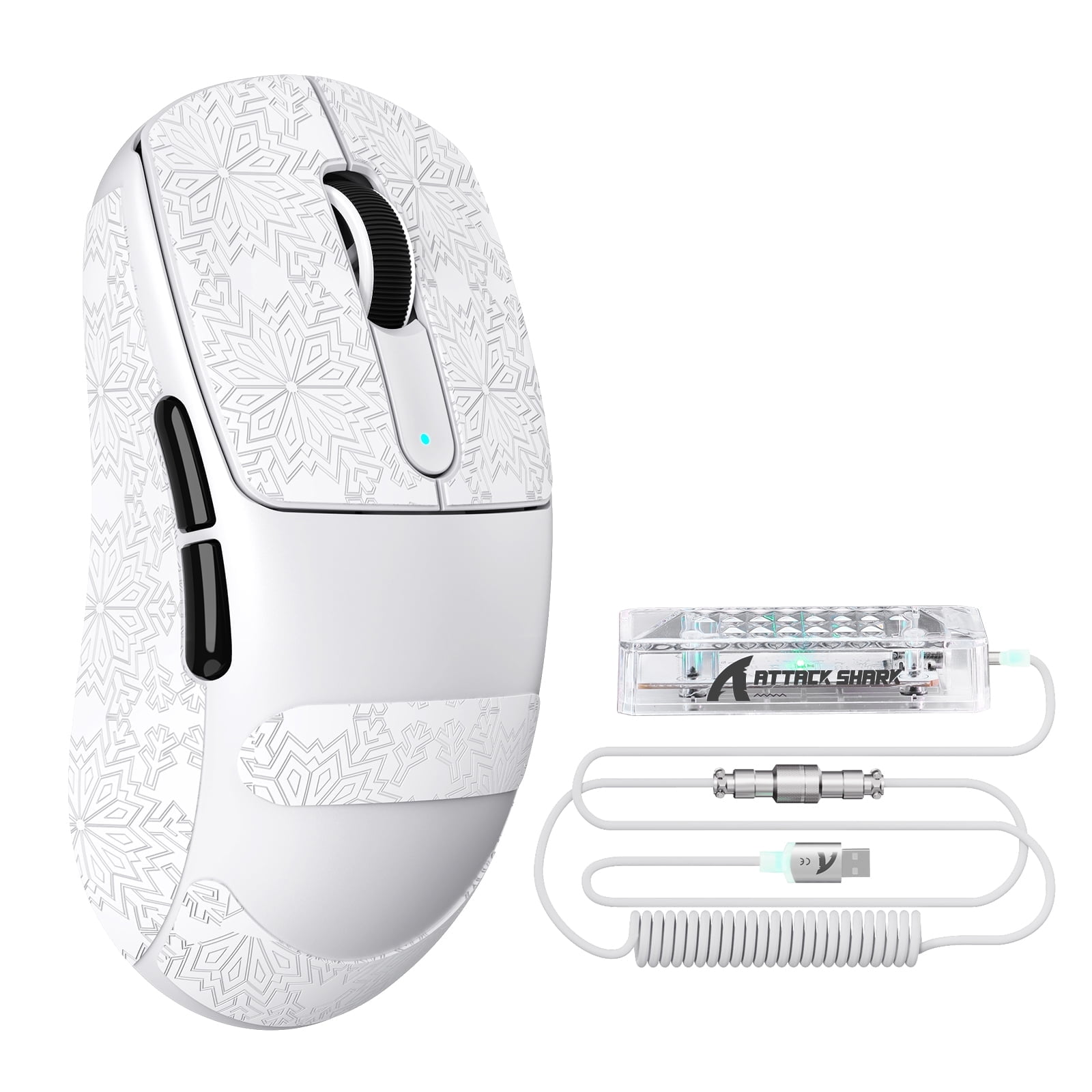 ATTACK SHARK V5 Wireless Gaming Mouse, Tri-Mode 2.4G/USB-C Wired/Bluetooth, PAW3950MAX Sensor, 42000 DPI, 55g Ultra-Lightweight Design, Grip Tape Included, White