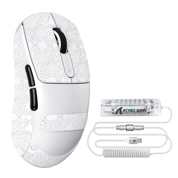 ATTACK SHARK V5 Wireless Gaming Mouse, Tri-Mode 2.4G/USB-C Wired/Bluetooth, PAW3950MAX Sensor, 42000 DPI, 55g Ultra-Lightweight Design, Grip Tape Included, White