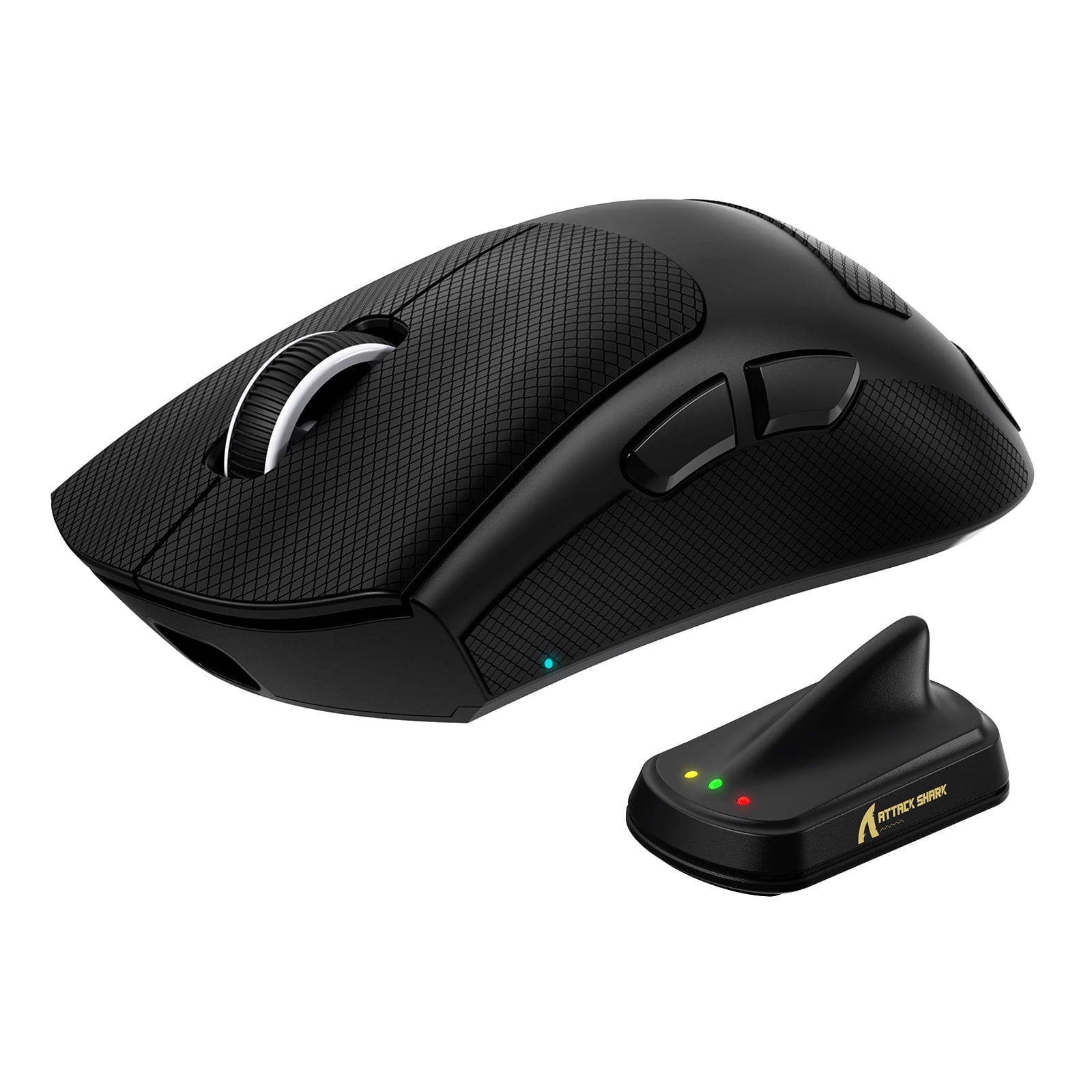 ATTACK SHARK V8 Wireless Gaming Mouse, Tri-Mode 2.4G/USB-C Wired/Bluetooth, PAW3950MAX Sensor, 42000 DPI, Dual 8000Hz Polling Rate, 59g Lightweight Design, Grip Tape Included, Black