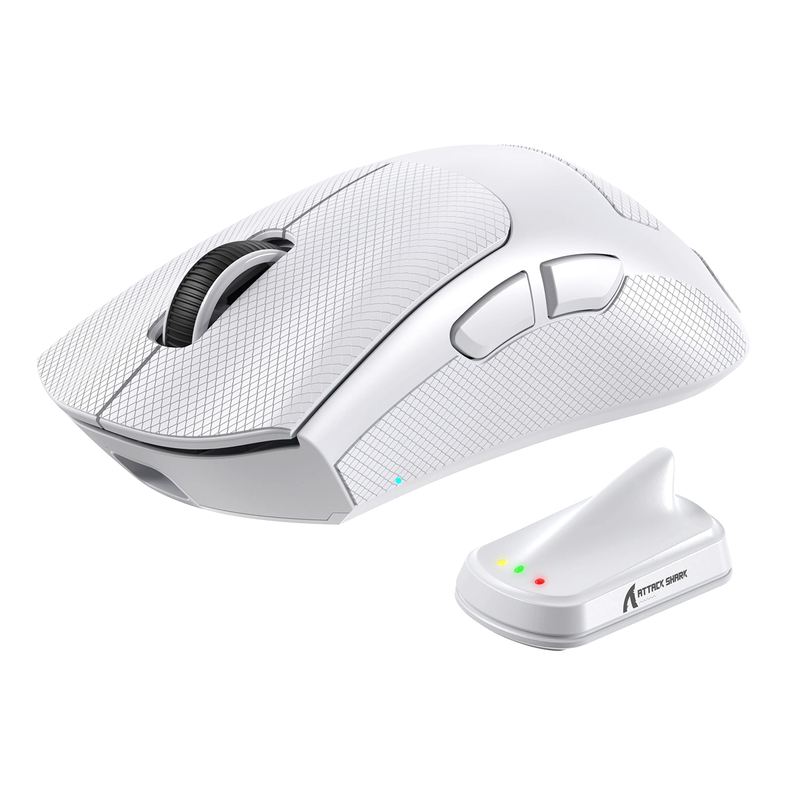ATTACK SHARK V8 Wireless Gaming Mouse, Tri-Mode 2.4G/USB-C Wired/Bluetooth, PAW3950MAX Sensor, 42000 DPI, Dual 8000Hz Polling Rate, 59g Lightweight Design, Grip Tape Included, White