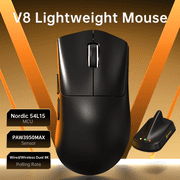ATTACK SHARK V8 8K Wireless Gaming Mouse Whit 42000 DPI-PAW3950 MAX Sensor-59g Lightweight-Nordic54L15 MCU-400h Battery Life, Triple Modes,Gaming Accessories for PC/Laptop/Mac