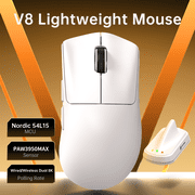 ATTACK SHARK V8 Ultra-Light Ergonomic Wireless Gaming Mouse Right-handed Ergonomic Mouse, Nordic 54L15MCU, PAW3950MAX Sensor, Dual 8000Hz Polling Rate Wireless/Wired, DPI up to 42000