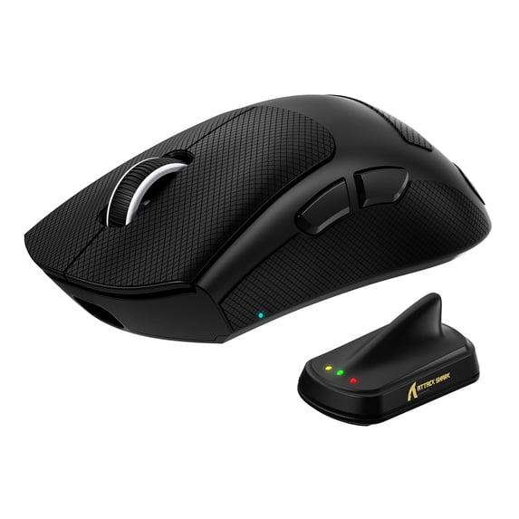ATTACK SHARK V8 Wireless Gaming Mouse, Tri-Mode 2.4G/USB-C Wired/Bluetooth, PAW3950MAX Sensor, 42000 DPI, Dual 8000Hz Polling Rate, 59g Lightweight Design, Grip Tape Included, Black