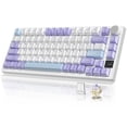 thumbnail image 1 of AJAZZ AK820 Pro 75% Wireless Mechanical Keyboard with TFT Smart Display&Knob, Gasket-Mounted Gaming Keyboard, BT/2.4GHz/USB-C Wired (Purple, Gift Switch), 1 of 10