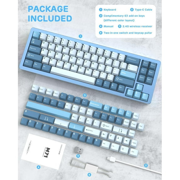 ATTACK SHARK X XINMENG M71 CNC Aluminum Custom Mechanical Gaming keyboard, Tri-Mode-BT5.0/2.4G Wireless/Wired, 4600mAh Rechargable, 68% Hotswap Gasket Mount, 14 Chroma RGB for MAC&WIN-Song of Summer