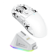 ATTACK SHARK X11 59g Wireless Gaming Mouse with RGB Magnetic Charging Dock, PixArt PAW3311 Sensor, Wired/2.4G/Bluetooth, 22K DPI for PC/Mac-White&Tape