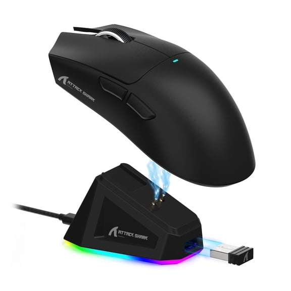 ATTACK SHARK X11 Lightweight Wireless Gaming Mouse with RGB Charging Dock, Tri-Mode 2.4G/USB-C Wired/Bluetooth, 22000 DPI, PAW3311 Sensor, 5 Programmable Buttons, for PC/Mac(Black)