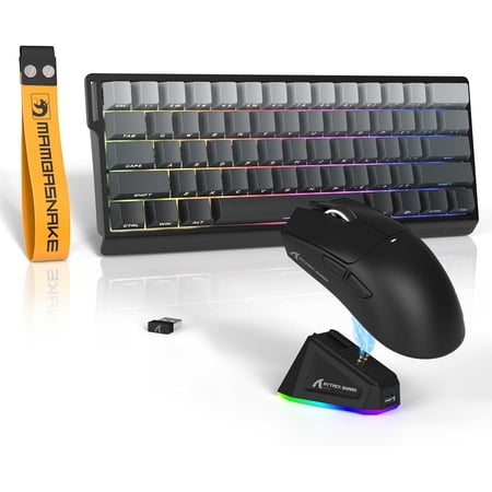 ATTACK SHARK X11 Mouse and X60 HE Keyboard Wireless Gaming Combo,Magnetic Switch,8K Polling Rate,Hall Effect,Rapid Trigger,PAW3311 Optical Sensor,22K DPI,Lightweight