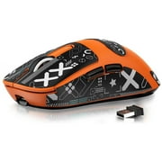 ATTACK SHARK X3 Lightweight Wireless Gaming Mouse with Anti Slip Mouse Grip Tape, Self Adhesive Design Elastics Refined Side Grips Sticker Sweat Resistant Pads/Anti Sweat Paste, Cut to Fit Orange