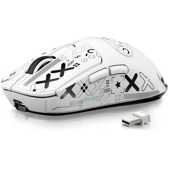 ATTACK SHARK X3 Lightweight Wireless Gaming Mouse with Anti Slip Mouse Grip Tape, Self Adhesive Design Elastics Refined Side Grips Sticker Sweat Resistant Pads/Anti Sweat Paste, Cut to Fit (White)