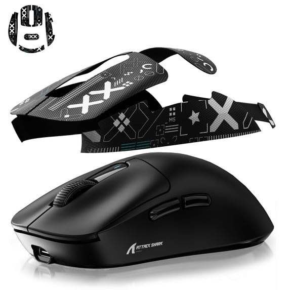 ATTACK SHARK X3 Lightweight Wireless Gaming Mouse with Anti Slip Mouse Grip Tape, Self Adhesive Design Elastics Refined Side Grips Sticker Sweat Resistant Pads/Anti Sweat Paste, Cut to Fit (Black)
