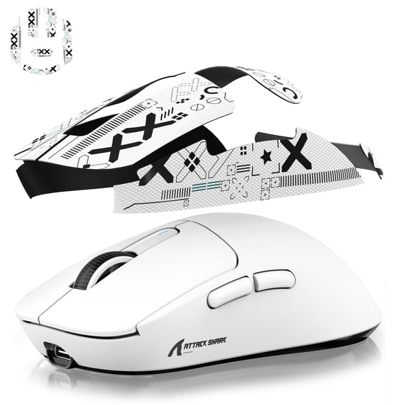 ATTACK SHARK X3 Lightweight Wireless Gaming Mouse with Anti Slip Mouse Grip Tape, Self Adhesive Design Elastics Refined Side Grips Sticker Sweat Resistant Pads/Anti Sweat Paste, Cut to Fit (White)