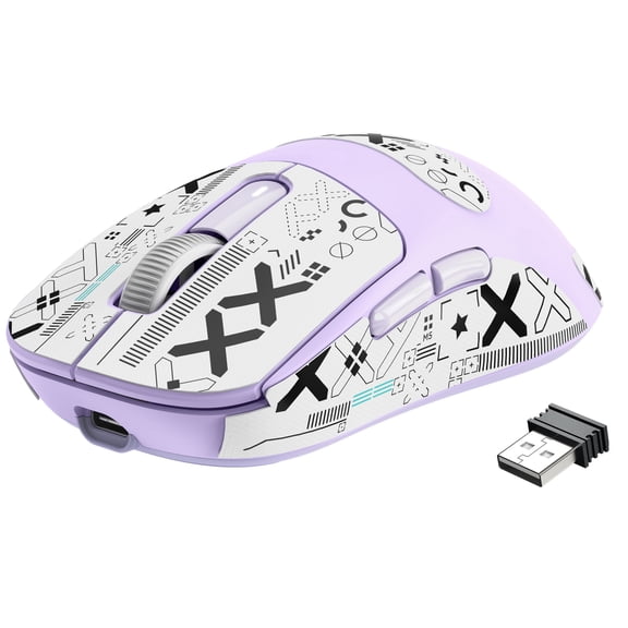 ATTACK SHARK X3 Wireless Gaming Mouse, 49g Ergonomic Design, Tri-Mode Bluetooth/2.4G/USB-C Wired, PAW3395 Optical Sensor, 26000 DPI, Programmable Buttons, for PC/Laptop/Mac, Purple with Griptape