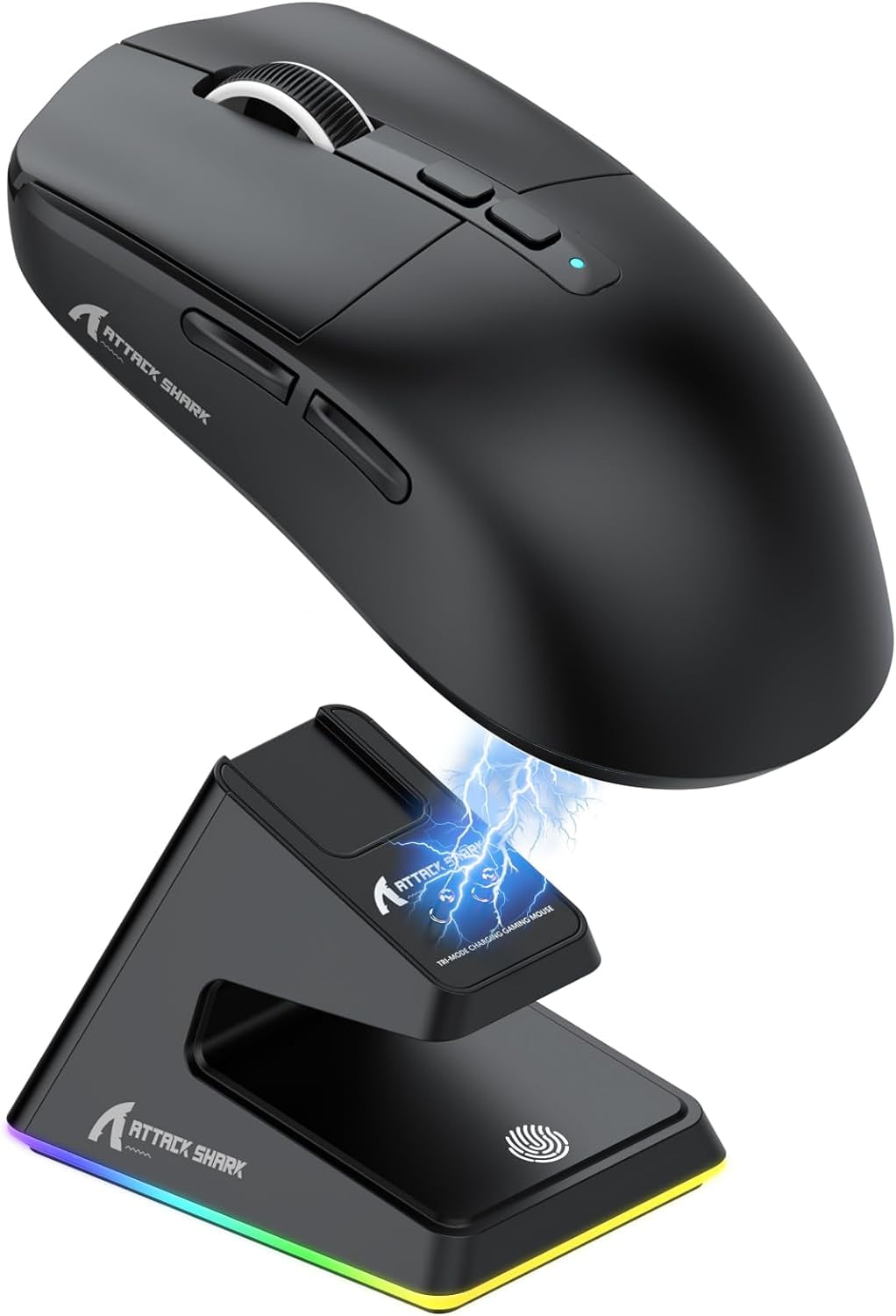 ATTACK SHARK X6 49g SUPERLIGHT Mouse with Magnetic Charging Dock, PixArt PAW3395 Gaming Sensor, BT/2.4G Wireless/Wired Gaming Mouse, 26000 DPI, X3 Upgraded Office Mice for Win11/Xbox/PS/Mac (Black)