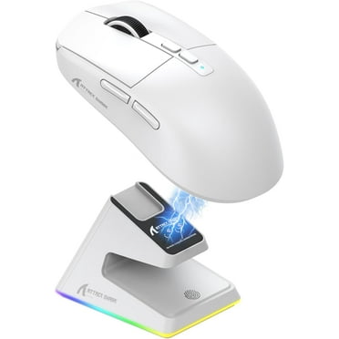 ATTACK SHARK X6 49g SUPERLIGHT Mouse with Magnetic Charging Dock, PixArt PAW3395 Gaming Sensor, BT/2.4G Wireless/Wired Gaming Mouse, 26000 DPI, X3 Upgraded Office Mice for Win11/Xbox/PS/Mac (White)